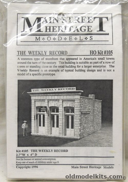 Main Street Heritage 1/87 The Weekly Record Store - HO Scale - Bagged, 105 plastic model kit